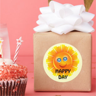 STICKER ROND JOLI JOUR, SOURIRE DE SOLEIL,