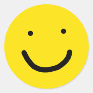 Sticker Rond Joli Joyeux Joli Jaune Joyeux Visage souriant