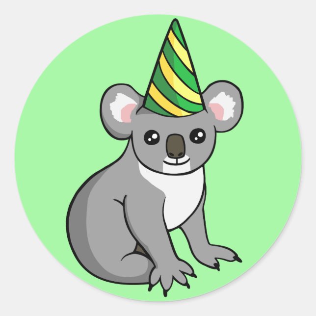 Sticker Rond Joli Koala anniversaire en Casquette de partie Des (Devant)