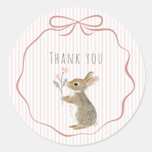 Sticker Rond Joli Lapin de la Forêt Aquarelle Merci