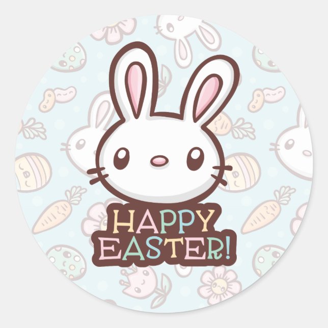 Sticker Rond Joli lapin de Pâques (Devant)