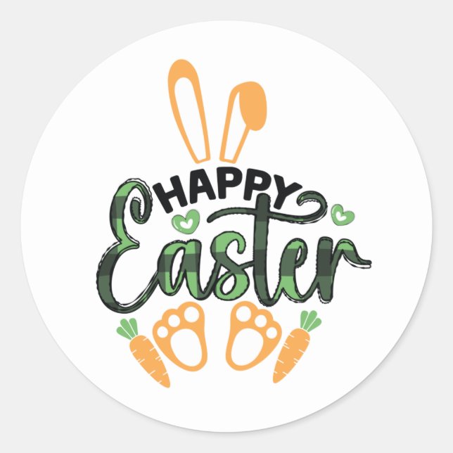 Sticker Rond Joli lapin de Pâques Joyeux Vacances (Devant)