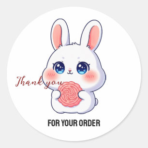 Sticker Rond Joli Lapin Merci