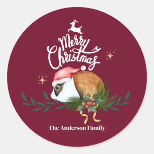 Sticker Rond Joli lapin père Noël