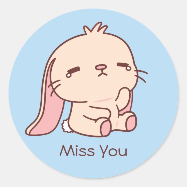 Sticker Rond Joli Lapin Triste Vous Mlle (Devant)
