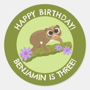 Sticker Rond Joli lenteur loris personnalisées caricature anniv