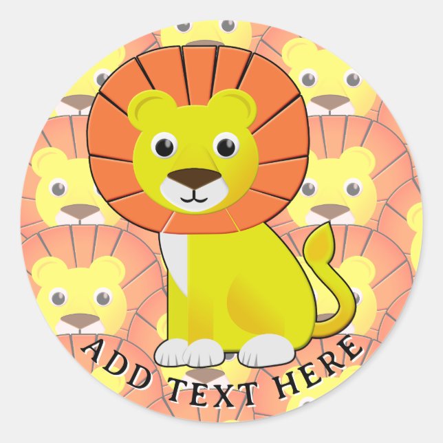 Sticker Rond Joli Lion Bébé sur tout le Motif d'impression (Devant)