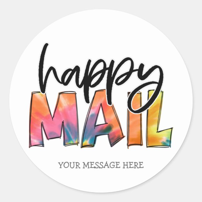 Sticker Rond Joli Mail Tie Tee Pink Bleu Petite entreprise (Devant)