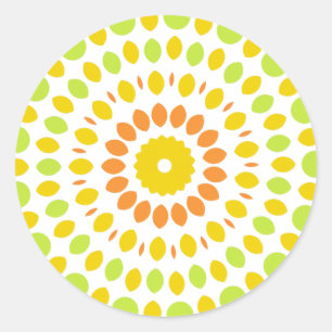 Sticker Rond Joli motif dans les couleurs d'agrumes