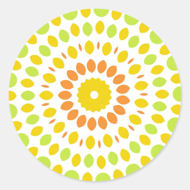 Sticker Rond Joli motif dans les couleurs d'agrumes (Devant)