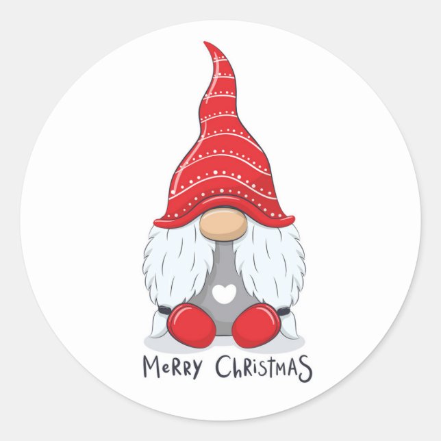 Sticker Rond Joli Noël Gnome Aquarelle Art (Devant)