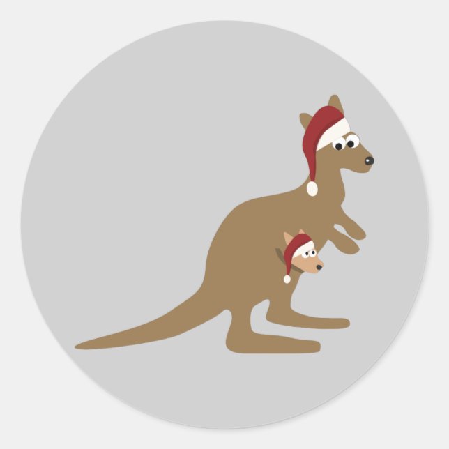 Sticker Rond Joli Noël Kangaroos (Devant)