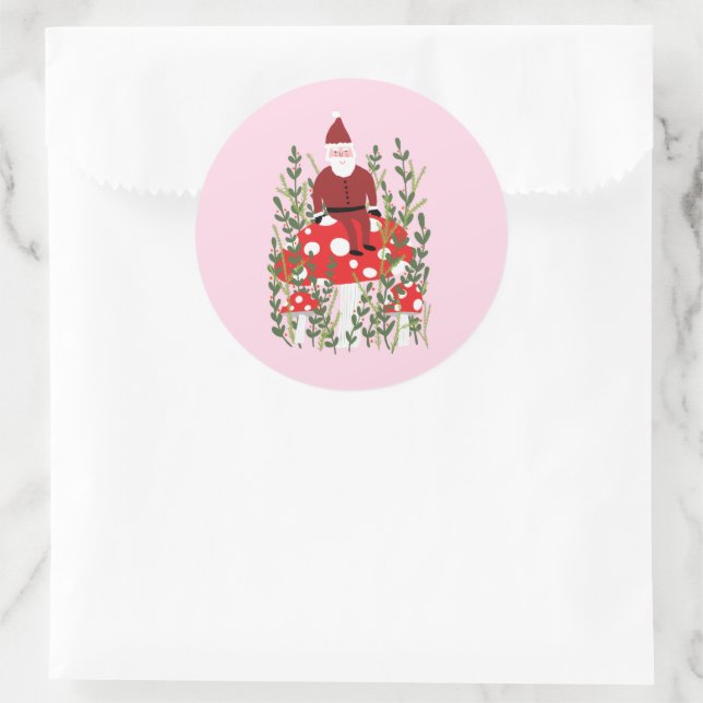 Sticker Rond Joli Noël Père Noël sur Magic Champignons Whimsica (Sac)