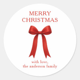 Sticker Rond Joli Noël Rouge Bow