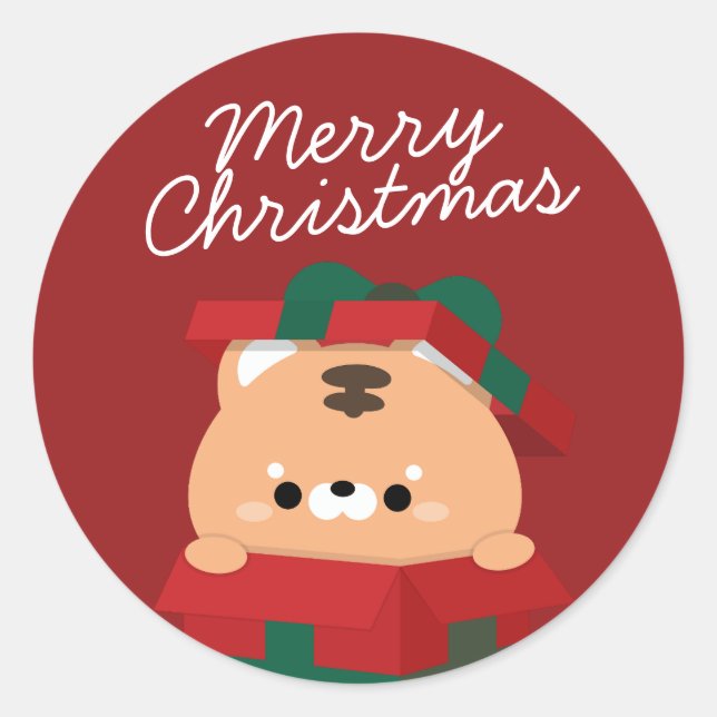 Sticker Rond Joli Noël simple et amusant (Devant)