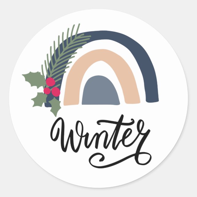 Sticker Rond Joli Noël Xmas Vacances Hiver Pin (Devant)