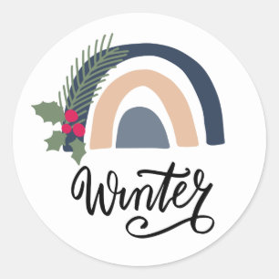 Sticker Rond Joli Noël Xmas Vacances Hiver Pin