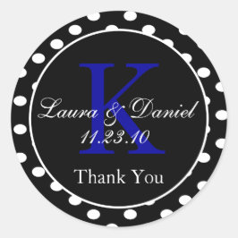 Sticker Rond Joli noir blanc Pois Monogramme Favoriser