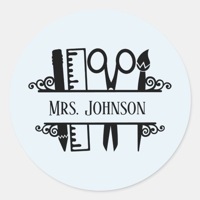 Sticker Rond joli nom d'ajout Enseignants (Devant)