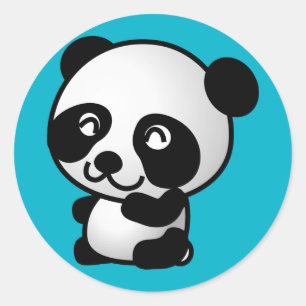 Sticker Rond Joli ours de panda blanc et noir