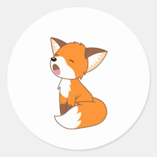 Sticker Rond Joli Petit Fox Sleepy