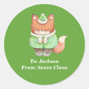 Sticker Rond Joli Raton Laveur Animal Noël De Père Noël