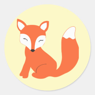 Sticker Rond Joli renard de bébé en bois