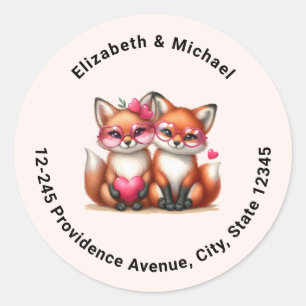 Sticker Rond Joli renard orange en amour Adresse