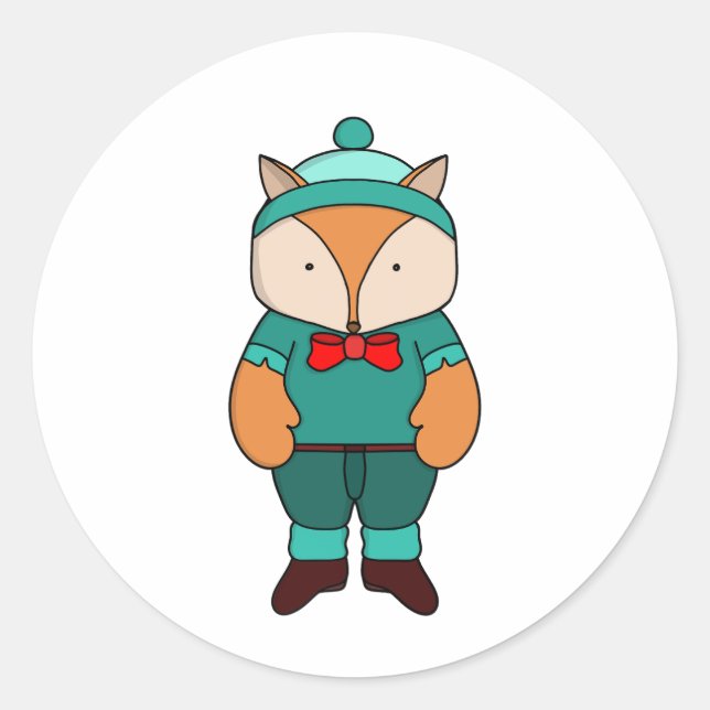 Sticker Rond Joli renard vert (Devant)