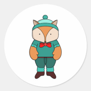 Sticker Rond Joli renard vert