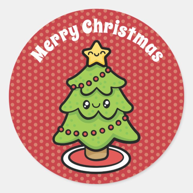 Sticker Rond Joli sapin de Noël (Devant)