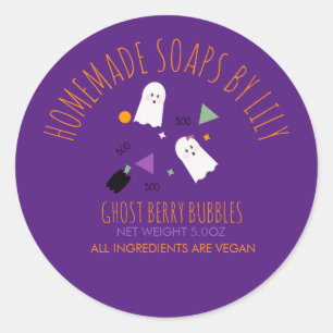 Sticker Rond Joli savon Halloween fantôme fait maison pour entr
