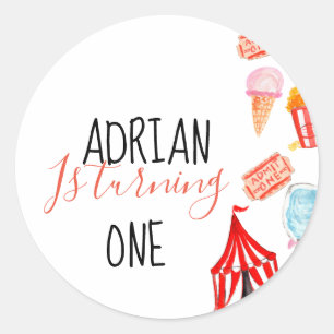 Sticker Rond Joli sceau de fête d'anniversaire carnaval