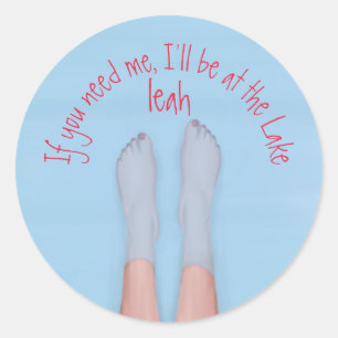 Sticker Rond Joli Simple Été Aquarelle Personnalisée Lac