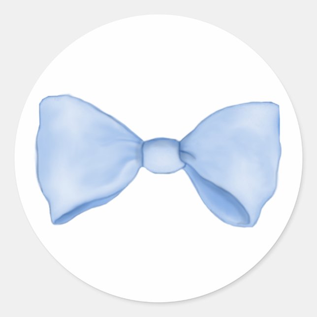 Sticker Rond Joli Simple Nœud Bleu Bébé Sucré (Devant)