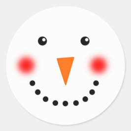 Sticker Rond Joli Snowman Joyeux Joyeux Visage Souriant Joyeux