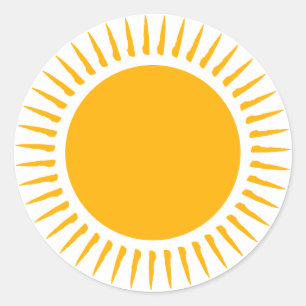 Sticker Rond Joli soleil jaune rayons joyeux boho fun moderne