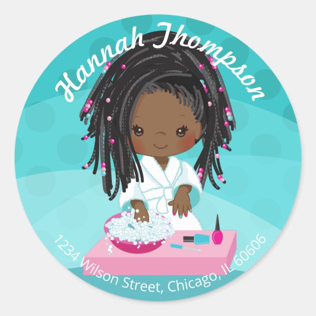 Sticker Rond Joli Spa afro-américain filles Enveloppe Phoques (Devant)