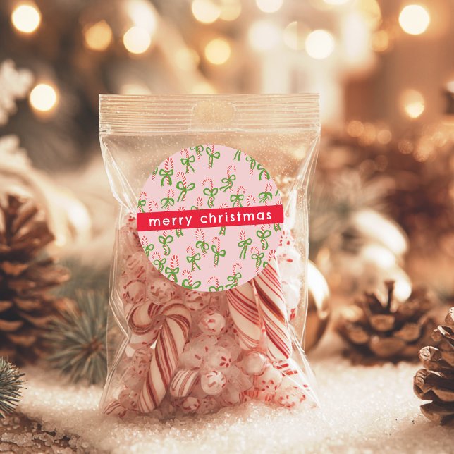 Sticker Rond Joli Sucres de canne de Noël Noël Noël Joyeux Noël (Cute Christmas Candy Canes Xmas Sweet Holiday Classic Round Sticker
)