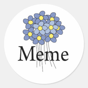 Sticker Rond Joli T-shirt de Mème de Fleur Bleue