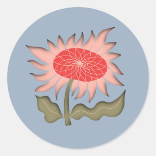 Sticker Rond Joli tournesol 3D rose rétro
