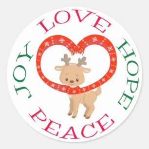 Sticker Rond Joli Vacances Bébé Reindeer Hope