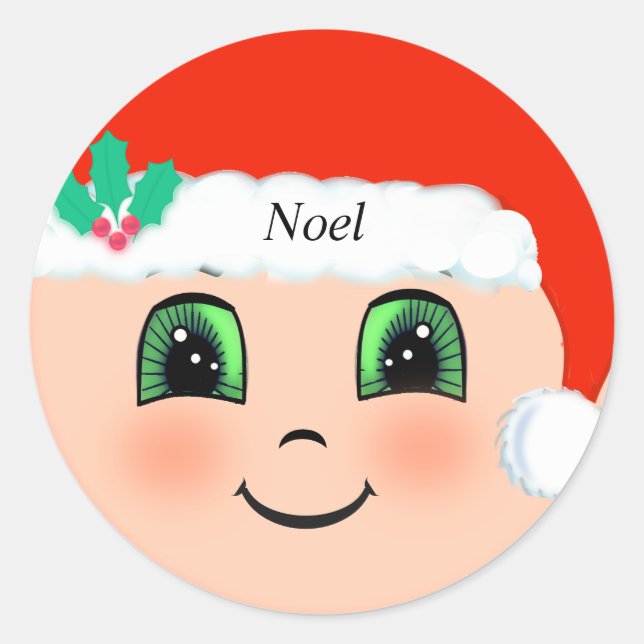 Sticker Rond Joli visage de bébé de Noël (Devant)