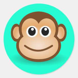 Sticker Rond Joli visage de singe en caricature