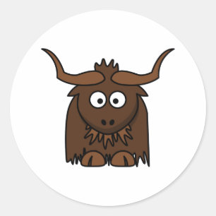 Sticker Rond Joli Yak Cartoon