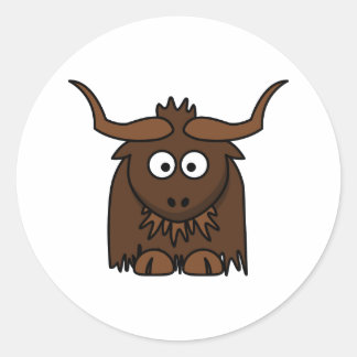 Sticker Rond Joli Yak Cartoon