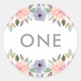 Sticker Rond Jolie aquarelle Floral Anniversaire Année Élégante