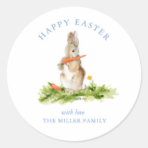 Sticker Rond Jolie aquarelle Lapin de Pâques
