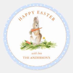 Sticker Rond Jolie aquarelle Lapin de Pâques
