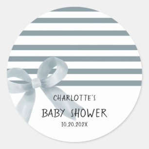 Sticker Rond Jolie arroseur bébé à l'aquarelle bleu poussiéreux